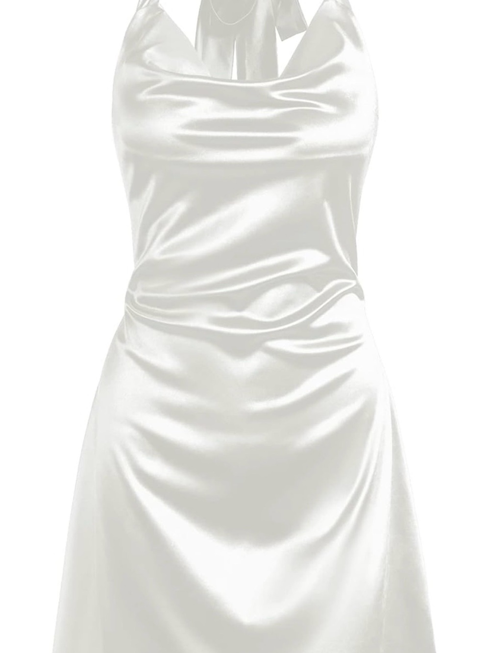 Zaful White Satin Cowl Neck Slip Dress